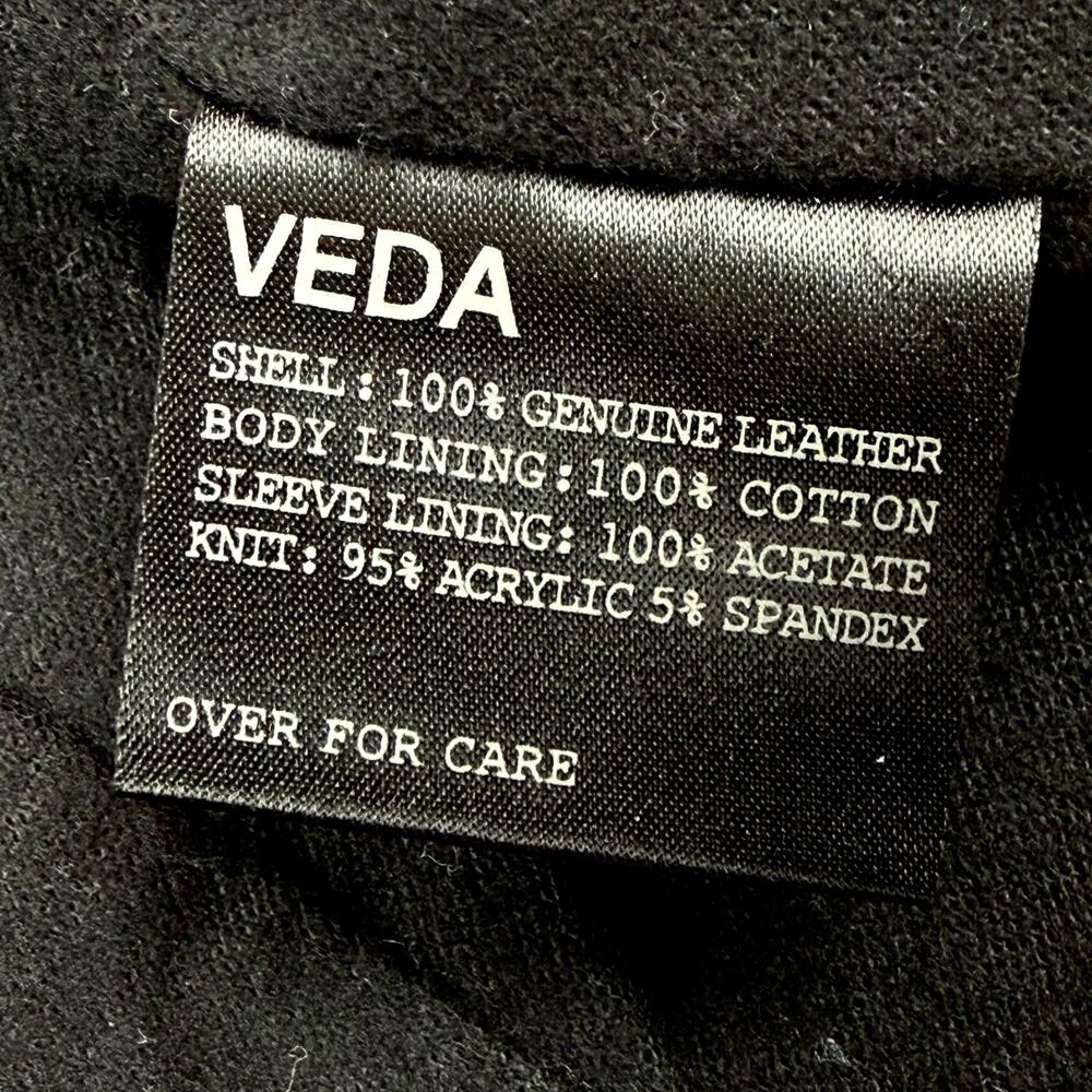 VEDA NYC metallic bronze lamb leather fitted cropped biker jacket - Picture 13 of 16